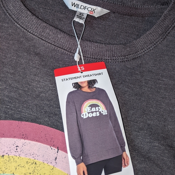 Nwt Wildfox Statement sweatshirt easy does it charcoal sweatshirt - Picture 2 of 16
